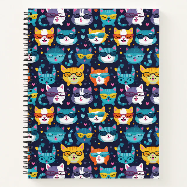 Assorted Cat Faces Funny Cool Cats  Notebook