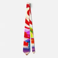 Santa Monica Pier swirly Candy AI Art Neck Tie