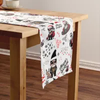 Cute Gangster Santa Merry Christmas on White |     Long Table Runner