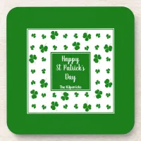 St Patrick's Day Irish Blessings Shamrock Pattern Beverage Coaster