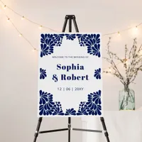 Mexican Talavera Navy Blue Wedding Welcome Sign