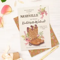 Western Cowgirl Boots Nashville Bachelorette Party Invitation