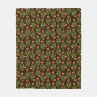 Christmas Hollies - Fleece Blanket