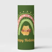 Christmas Cat And Rainbow Personalized Candle