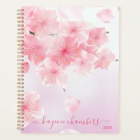 Elegant Personalized Pink Blossoms Modern Planner