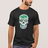 Teal Sugar Skull Halloween T-Shirt