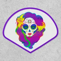 [Psychedelic Sugar Skull] White Face Calavera Patch