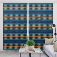 Southwest Sunset Pines Deep Blue 50x96in  Blackout Curtains