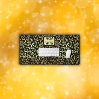 Gold & Black - MOM - WOW | Desk Mat