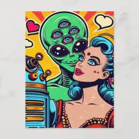 Alien and a Woman in Love Postcard