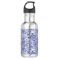 Pretty Blue Boho Chic Paisley Pattern Stainless Steel Water Bottle