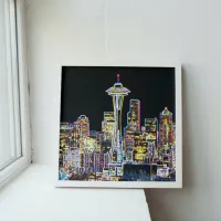 Dark be the Night - Luminous Seattle Skyline Poster