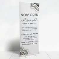 Black And White Glitter Agate Geode Luxe Chic Retractable Banner