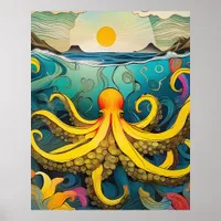 Yellow Octopus Poster