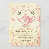 Pink Ivory Roses vintage Bridal Tea Invites