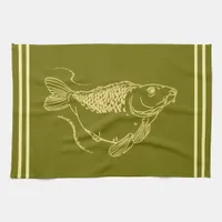 Thumbnail for Carp Angling Fisherman Khaki Green Fishing Kitchen Towel