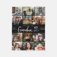 Grandma We Love you Hearts Modern Photo Collage Fleece Blanket