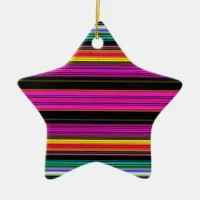 Thin Colorful Stripes - 2 Ceramic Ornament