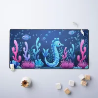 Dark Aquarium with Sea Horse Desk Mat