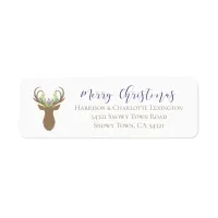 Boho Merry Christmas Reindeer Typography Label