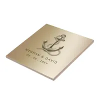 Rustic Vintage Antique Anchor Nautical Wedding   Ceramic Tile