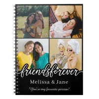 best friends forever cute 4 photos collage Black Notebook