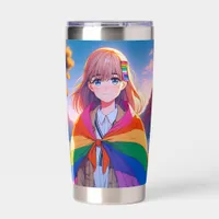 Anime Girl with LGBTQIA+ Cape   Insulated Tumbler