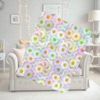 Colorful daisy pattern - pastel fleece blanket