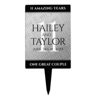 Elegant 11th Steel Wedding Anniversary Celebration Cake Topper