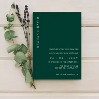 Budget Emerald Green Modern Wedding Invitation