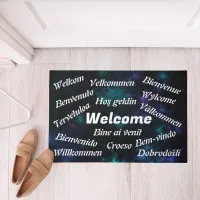 Cosmic Greetings Multilingual Welcome Mat