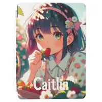 Cute Anime Girl Eating Strawberries | Summer Day iPad Air Cover