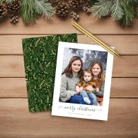 BUDGET Green Gold Simple Script Christmas Photo