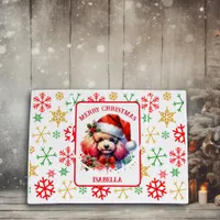 Sweet Watercolor Poodle in Santa Hat Large Gift Bag