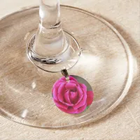 Vibrant Fuchsia Pink Rose Blossom Makro Wine Charm