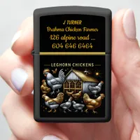 Charming Leghorn Chickens Around a Rustic Barnyard Zippo Lighter