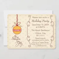 cute ornament bauble, Holiday party Invitation