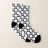 Black White Chequered Chef Hats Patterned Socks