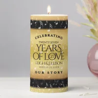 Elegant 27th Music Wedding Anniversary Celebration Pillar Candle