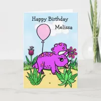 Personalized Dinosaur Girl's Birthday Card