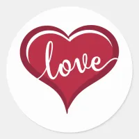 love in heart valentines classic round sticker