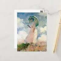 Woman with Parasol Claude Monet Vintage Art Postcard