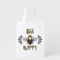 Bee Happy | Vintage Colors Honey Bee Grocery Bag