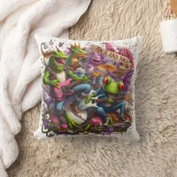 Rock And Roll Creatures Performing Together Throw Pillow