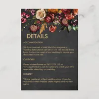 Dark Moody Bold Wild Flower Wedding Enclosure Card