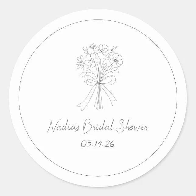 Hand Drawn Style Casual Floral Cool Bridal Shower  Classic Round Sticker