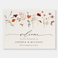 Boho Wildflower Elegant Fall Wedding Welcome Sign