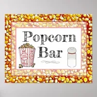 Popcorn Bar Wedding or Baby Shower Sign Poster