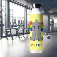 LGBTQ gay pride - cute elephant with rainbow flag Water Bottle