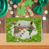 Vintage Dancing Irish Couple Holiday Card